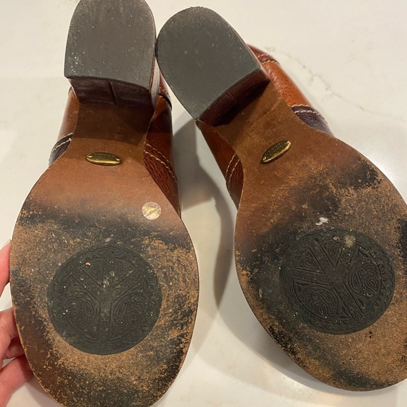 Lucky Brand Patchwork Leather Block Heels Size 7.5 - Picture 6 of 12